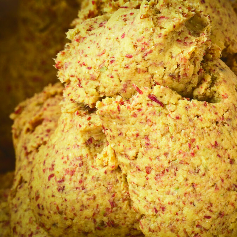 A close up of apple pomace food waste that is used to make Allegorie products.
