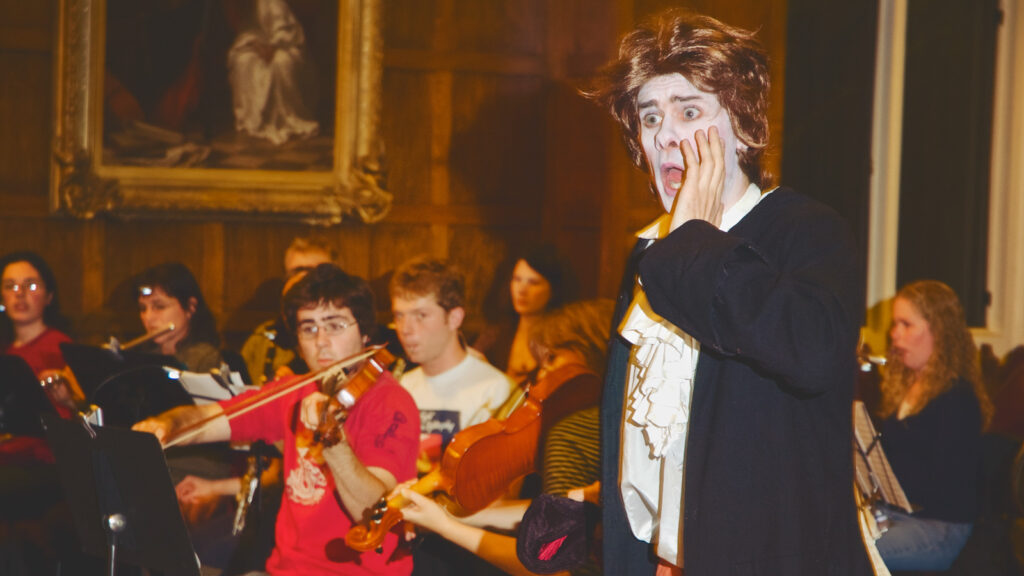 scene from a rehearsal of the "Don Giovanni" opera in Risley's Great Hall, 2008