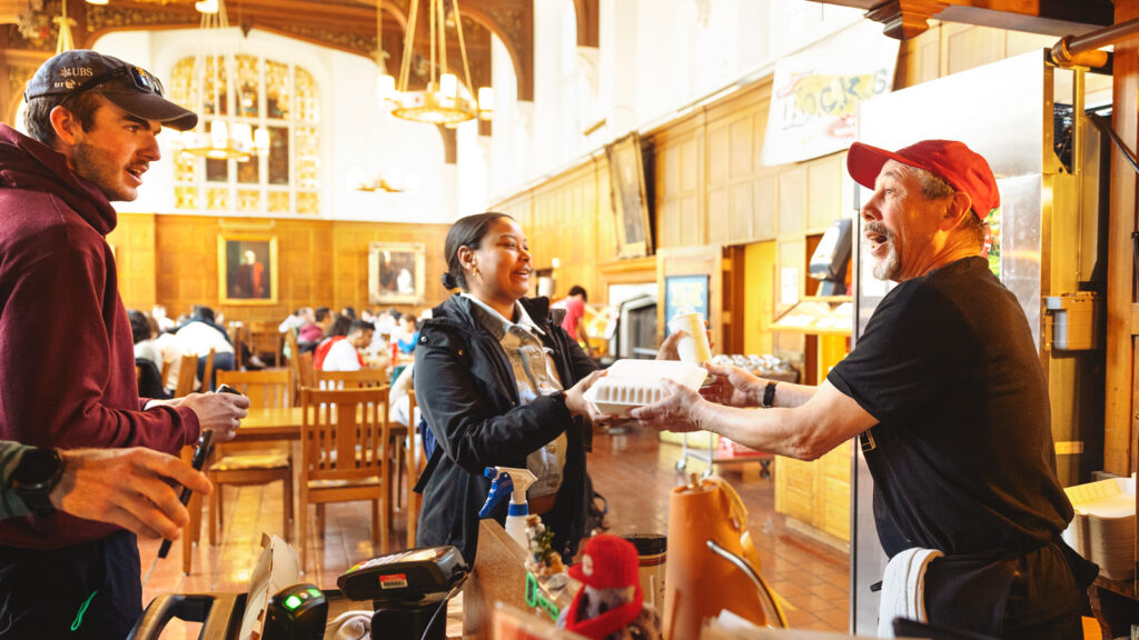 transaction at the Risley Dining entrance, 2024