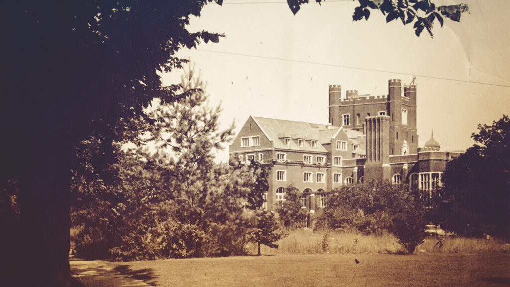 Early rear view of Risley Hall