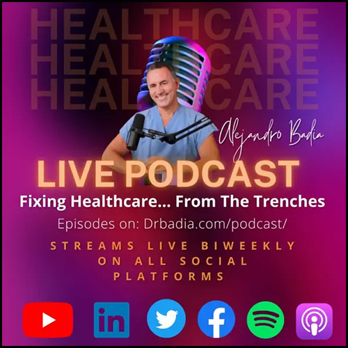 The podcast logo for Fixing Healthcare … From the Trenches