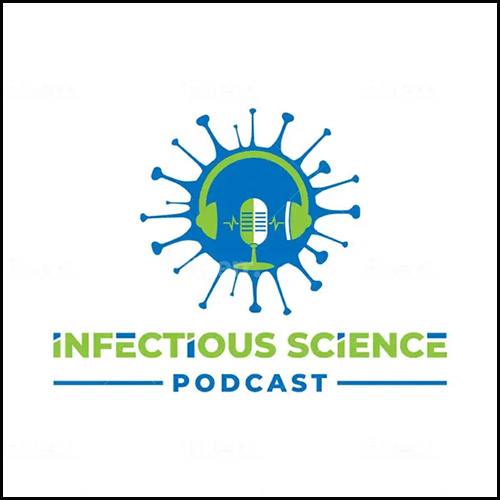 The podcast logo for Infectious Science