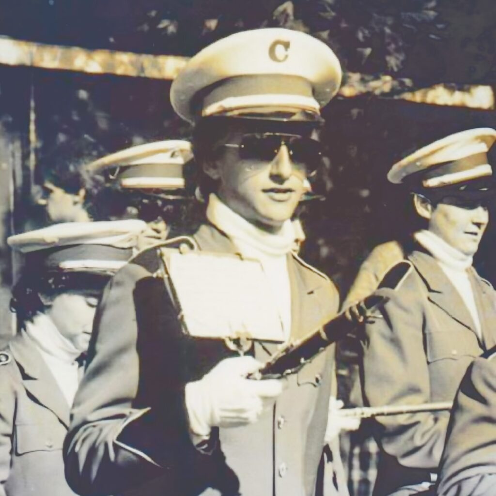 Alan Schussheim during his time as a student on the Hill with his marching band uniform on.