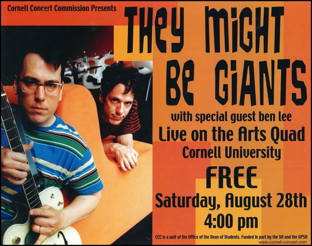 poster for They Might Be Giants concert on the Arts Quad, August 2004