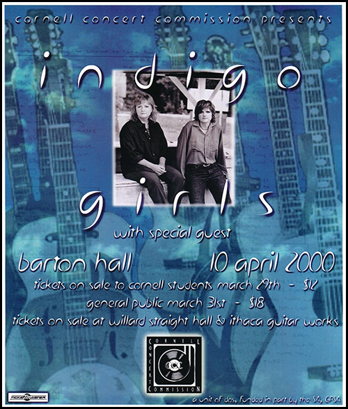A poster for an Indigo Girls concert in April 2000
