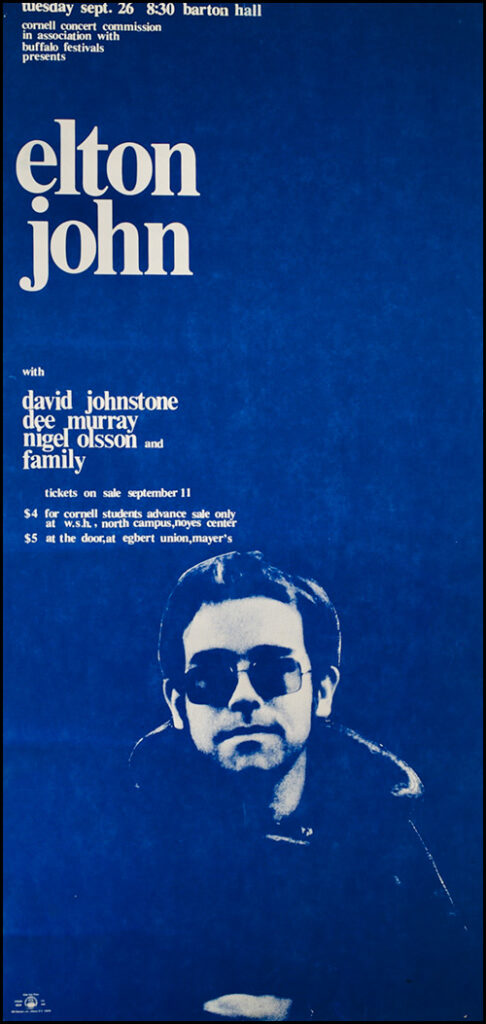 poster for Elton John concert at Barton Hall, September 1972