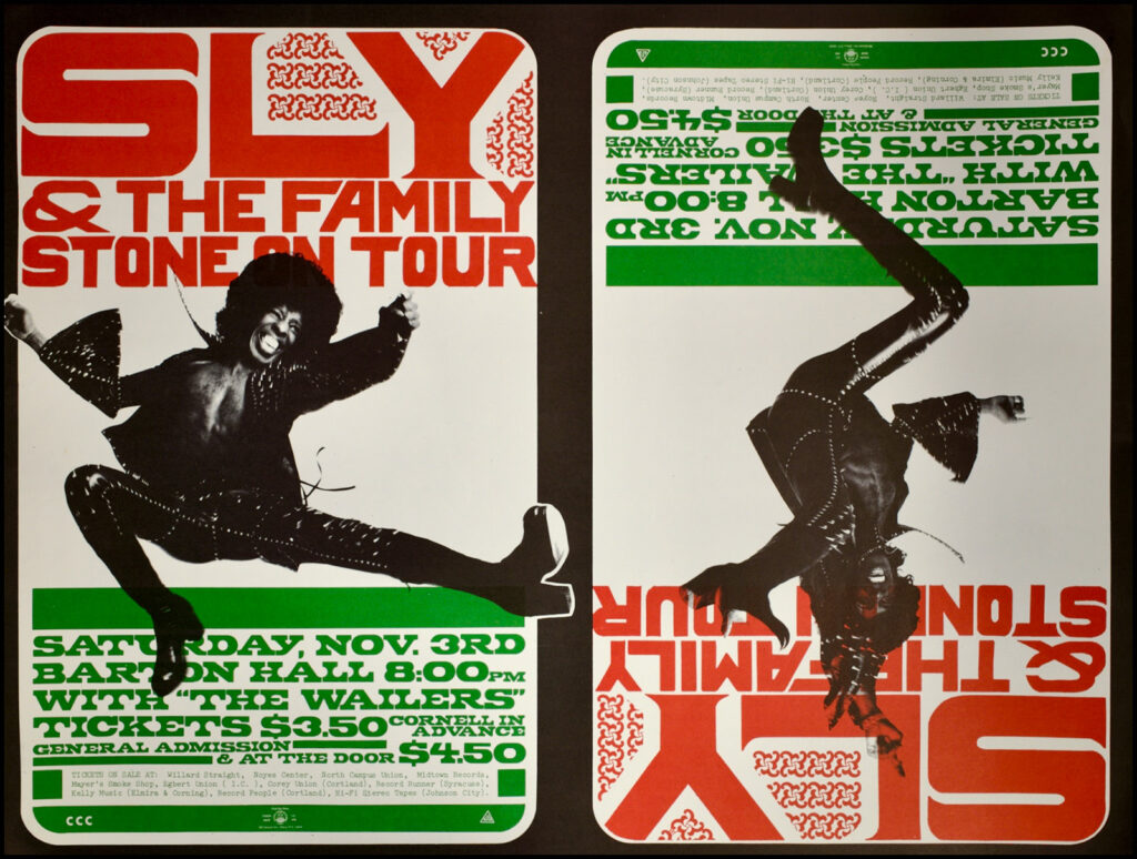 poster for Sly & the Family Stone concert in Barton Hall, November 1973