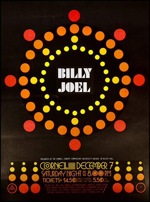 poster for the Billy Joel concert in Bailey Hall, December 1977