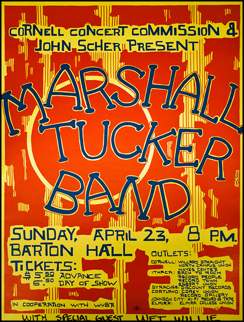 poster for the Marshall Tucker Band concert in Barton Hall, April 1978