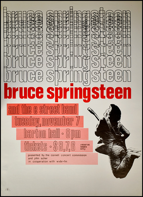 poster for the November 1978 Bruce Springsteen and the E Street Band concert in Barton Hall