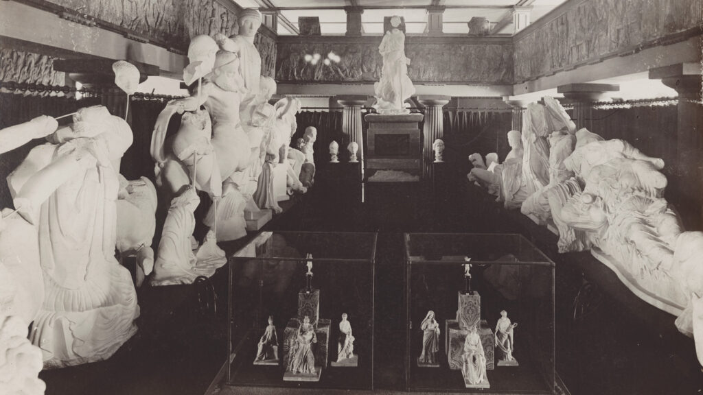 image of the Hellenistic sculpture casts in the Museum of Classical Archaeology at McGraw Hall as they appeared between 1891 and 1906