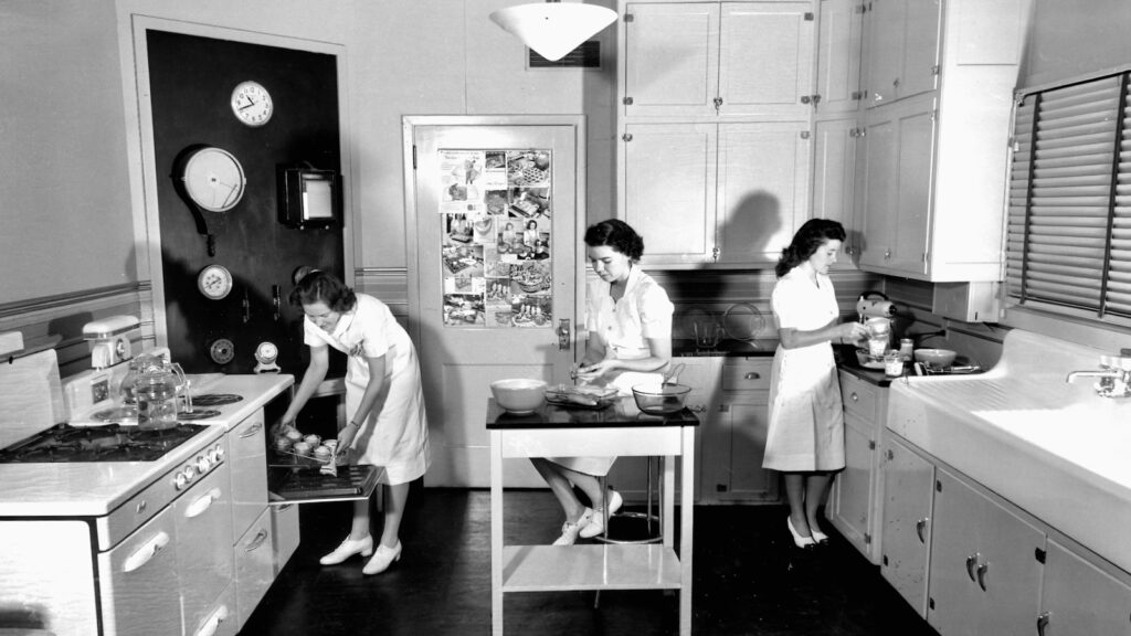 undated photo of the Pyrex Test Kitchen at Corning Glass Works