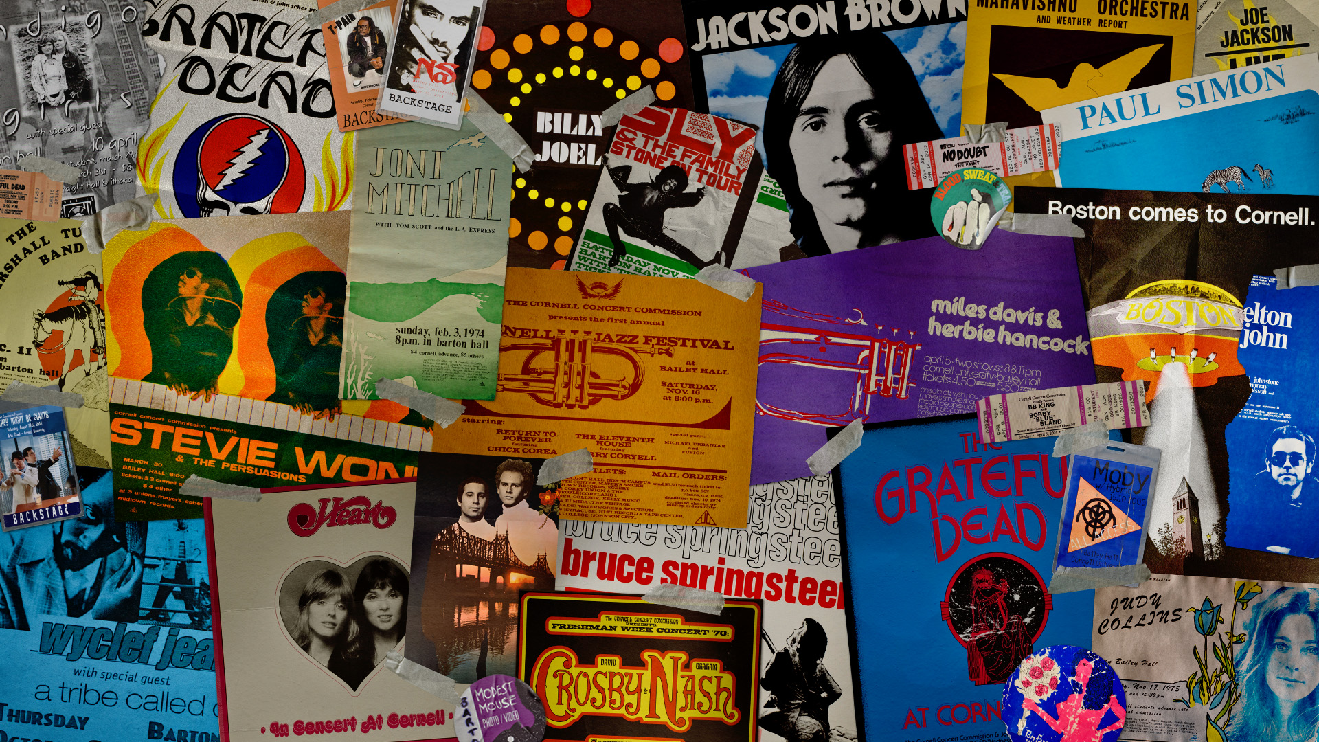 A collage of Cornell concert posters