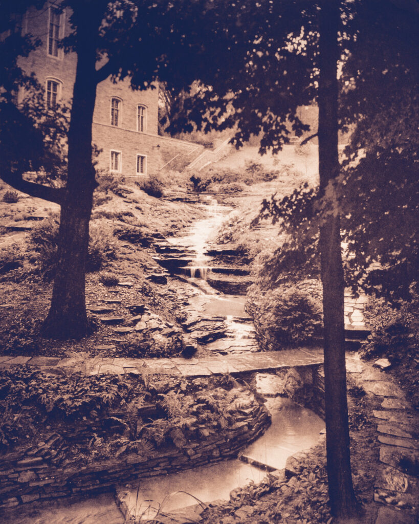 the rock garden and Wee Stinky Glen outside Willard Straight Hall, 1944