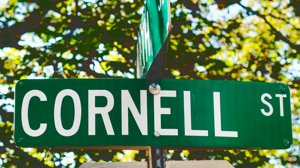 Cornell Street sign in Ithaca, NY