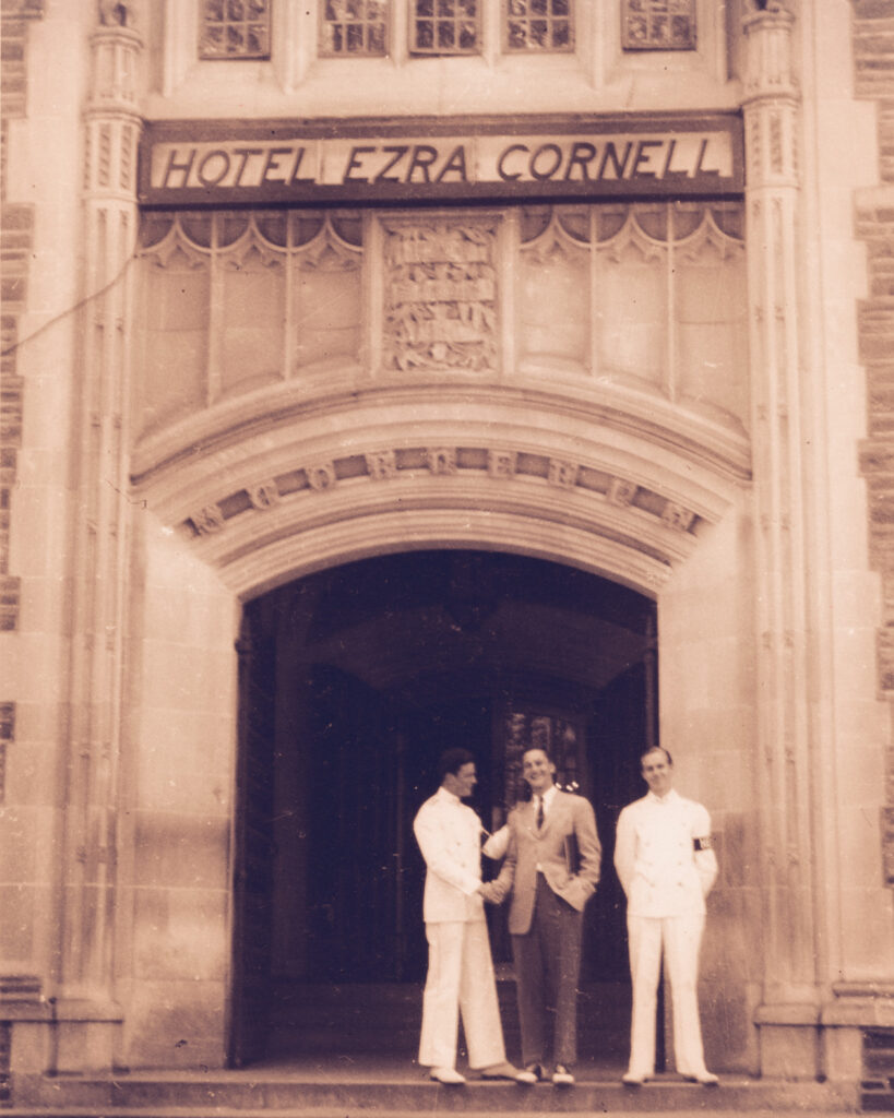 The front entrance to Willard Straight Hall during Hotel Ezra Cornell, 1940