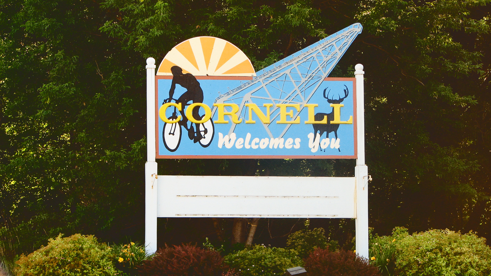Welcome sign at Cornell, Wisconsin