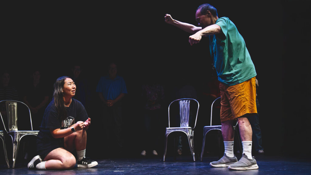 Michelle Shin performing in an improv show
