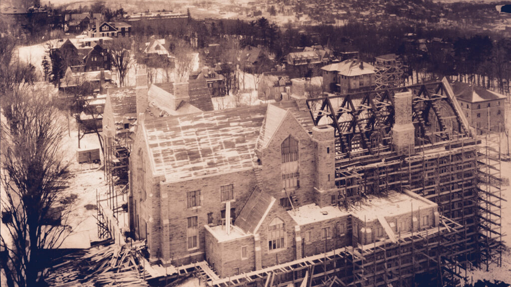 Willard Straight Hall during construction, 1925