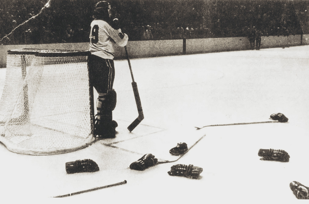 No. 29 Ken Dryden is pictured alone at the goal for the Montréal Canadiens in an undated photo