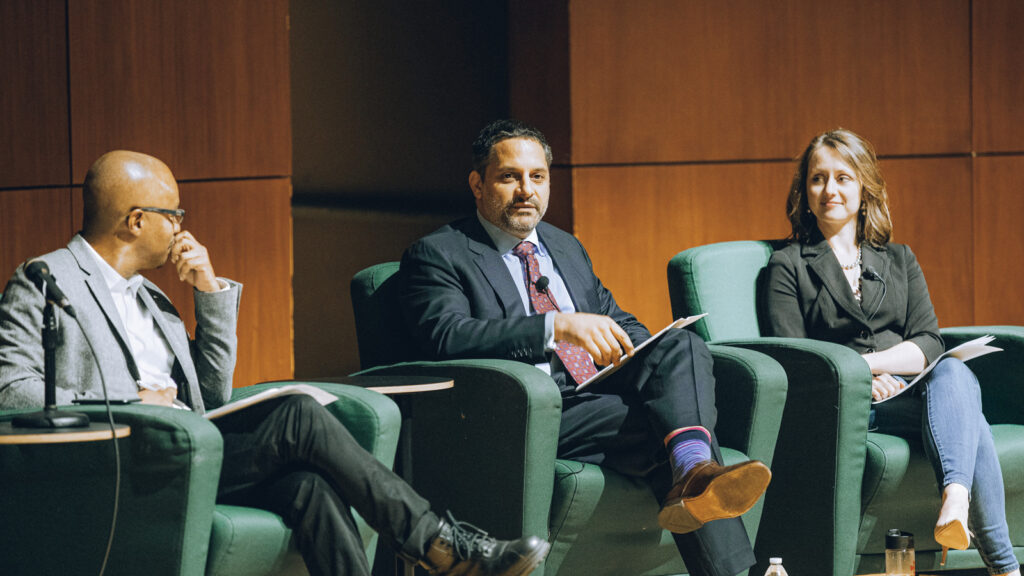 Eduardo Peñalver ’94 on the state during a panel discussion