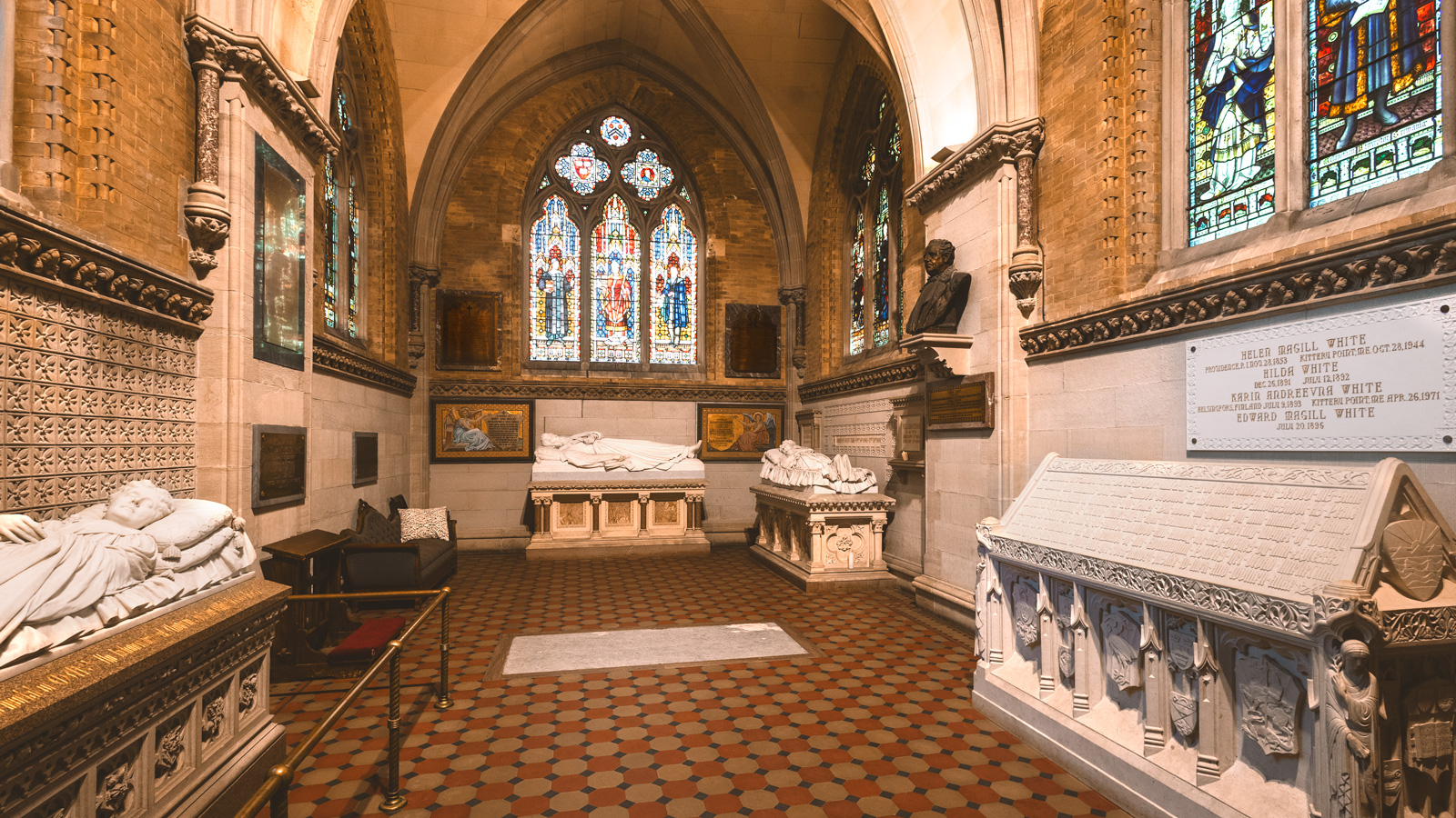 wide interior view of Sage Chapel memorial antechapel