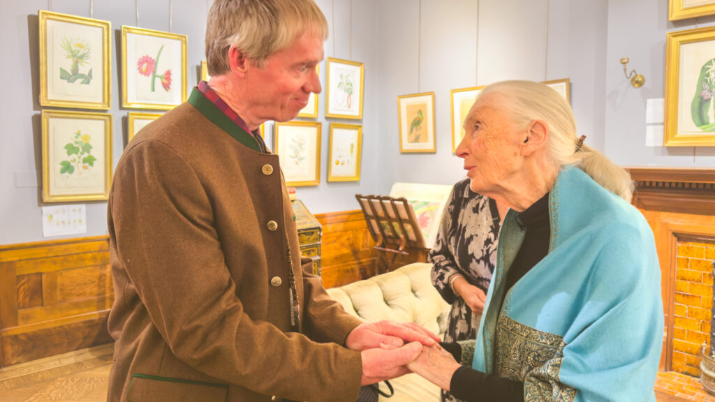 Robin Radcliffe greets Jane Goodall