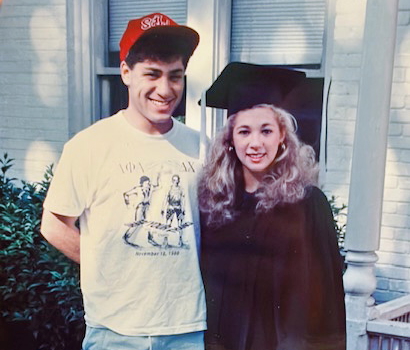 Heather Alexander in her black cap and gown with her brother, Craig.