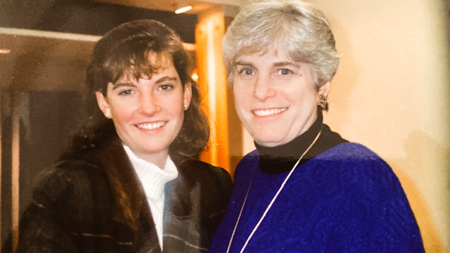 Suzannah Johnson Creedon ’92 and her mom, Linda Jarschauer Johnson ’60, MS ’63, in the 1990s