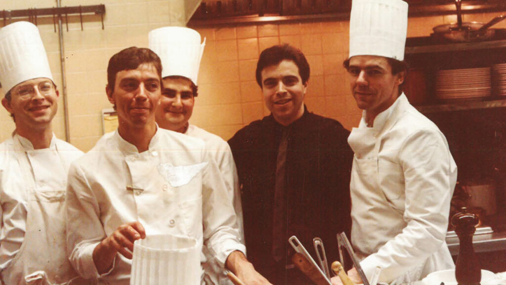 Drew Nieporent in the kitchen at Montrachet