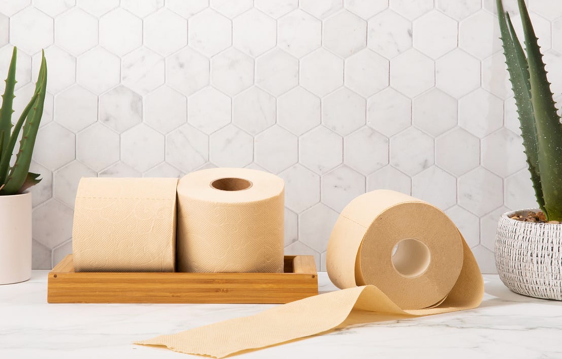 Rolls of bamboo toilet paper