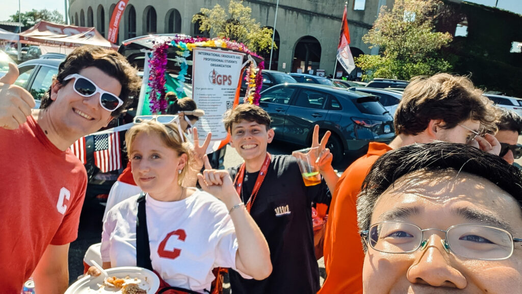 Tony Chen with students at Homecoming