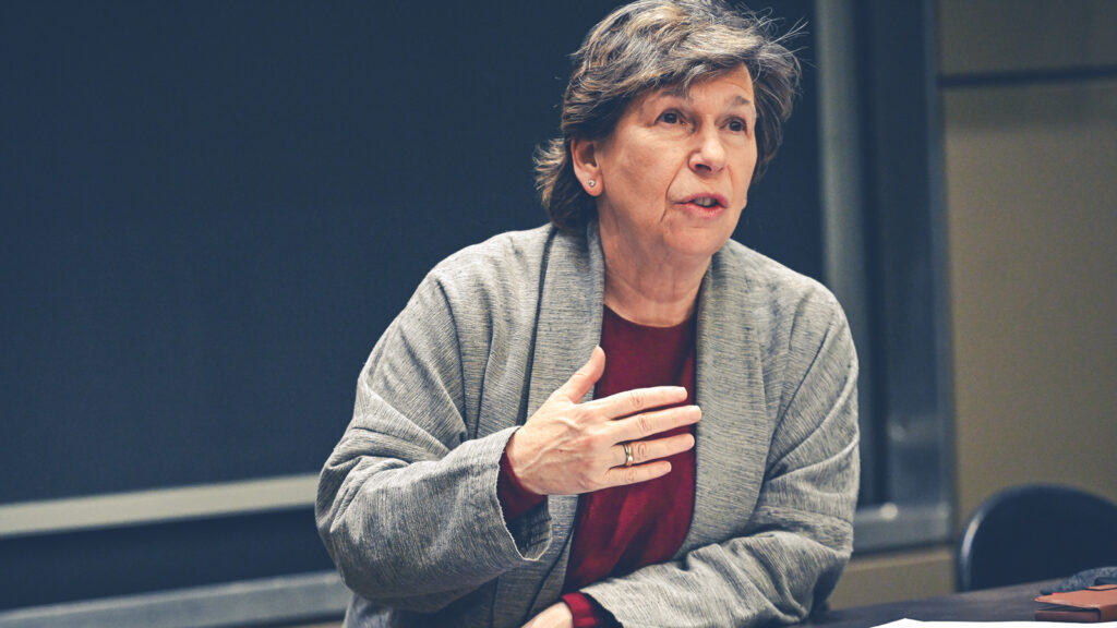 Randi Weingarten ’80 gives a talk at Ives Hall in March 2024
