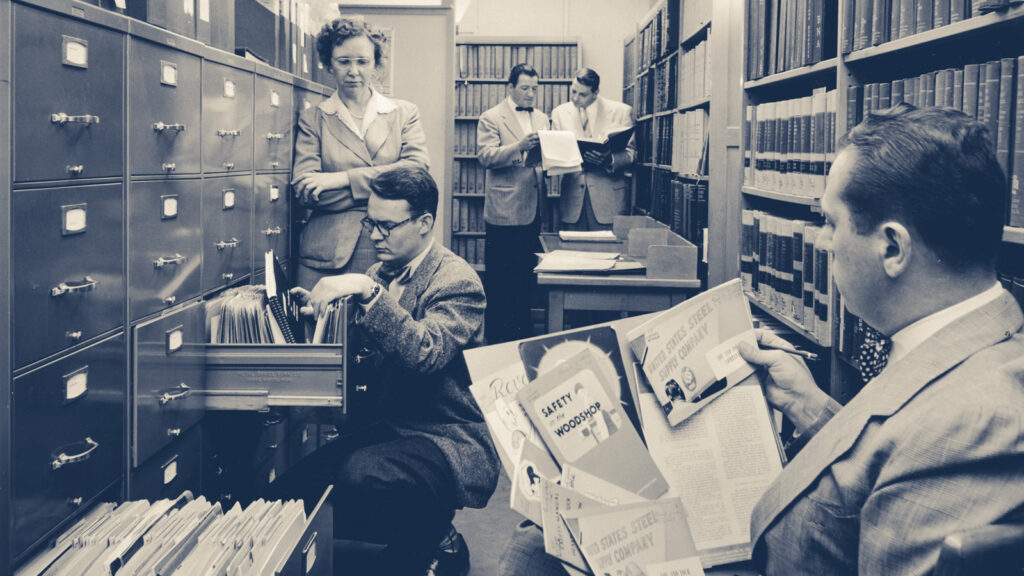 A 1949 look at the ILR School’s Labor-Management Documentation Center, which would become the Kheel Center in 1996.