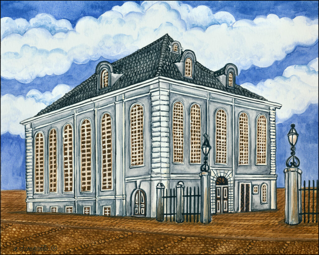 painting by Andrea Strongwater of the Old Synagogue in Berlin, Germany, built in 1714