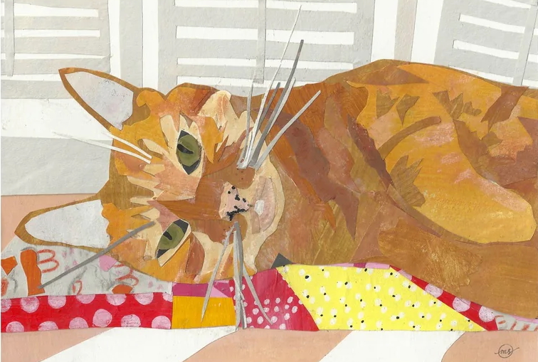 An image of an orange cat lying in the sun