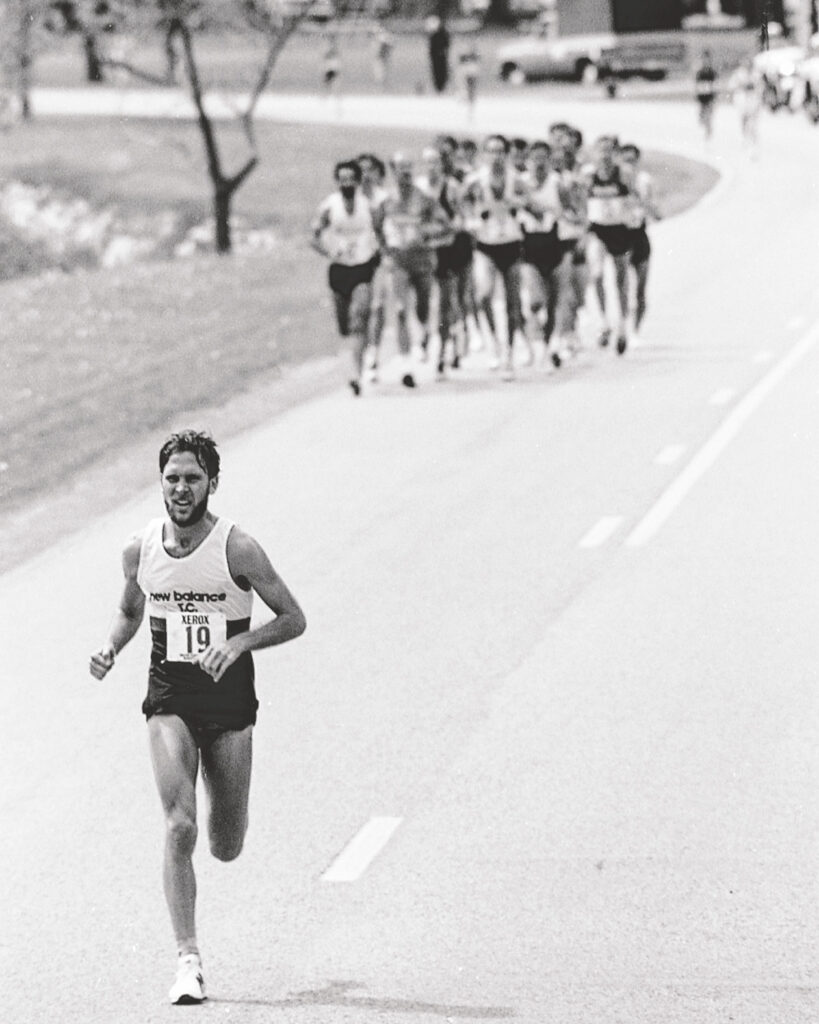 Pete Pfitzinger leading the pack at the 1984 Olympic trials marathon