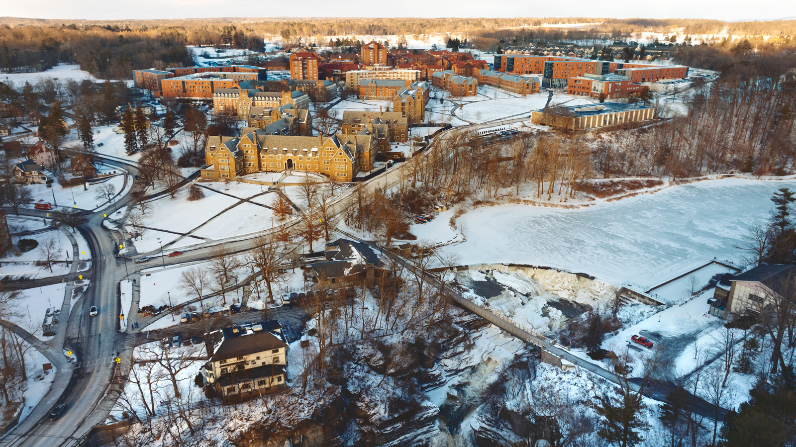 Aerial view of North Campus in winter