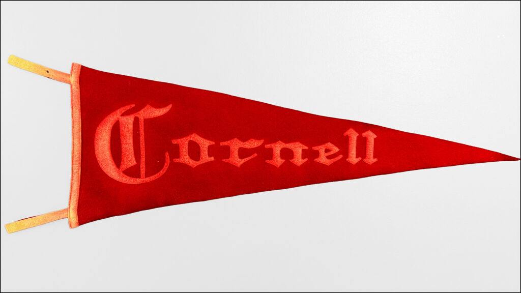 vintage red Cornell pennant on a white background