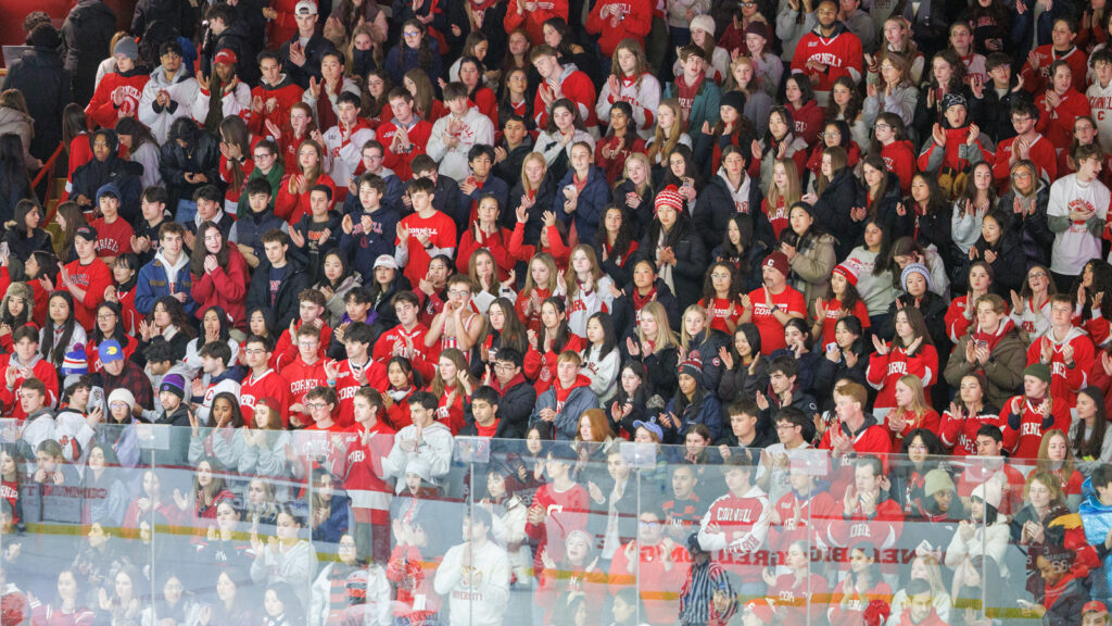 Hundreds of fans in the stands at Lynah Rink.