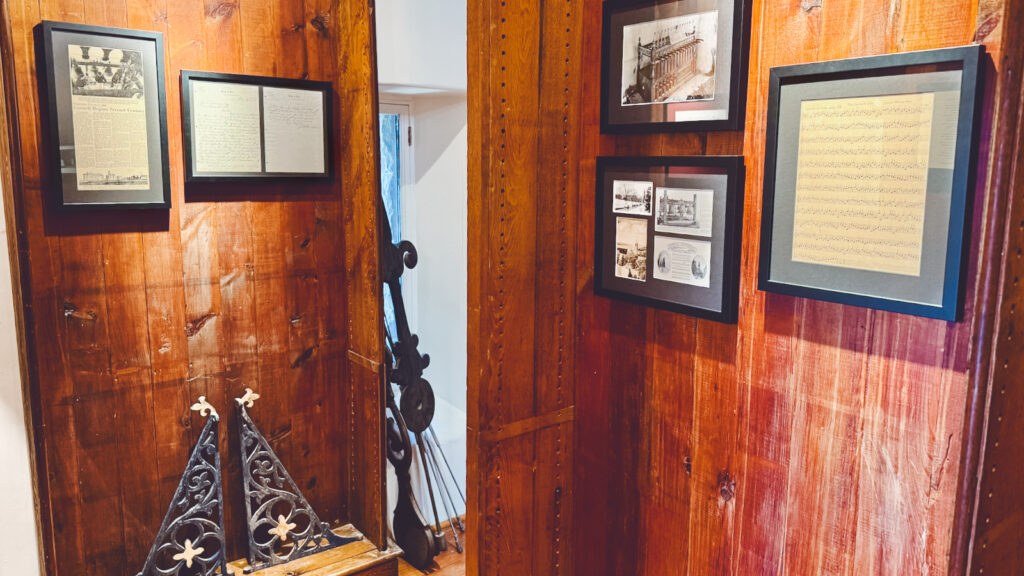 part of the Cornell Chimes Museum in McGraw Tower being mounted with new exhibits and displays