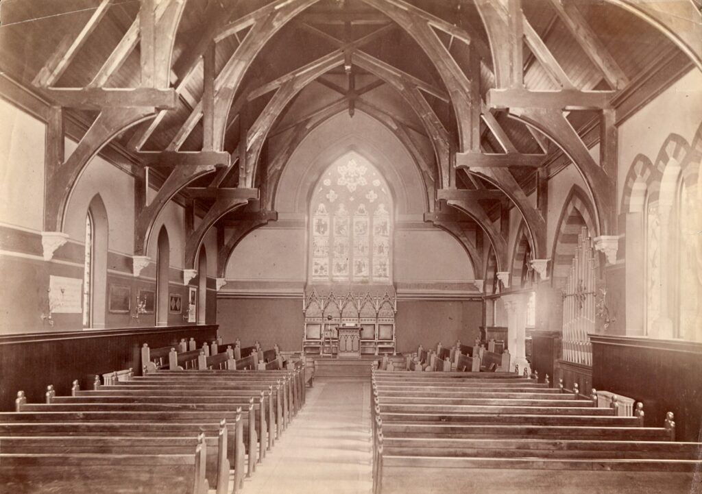 interior view of Sage Chapel, sometime between 1886 and 1898