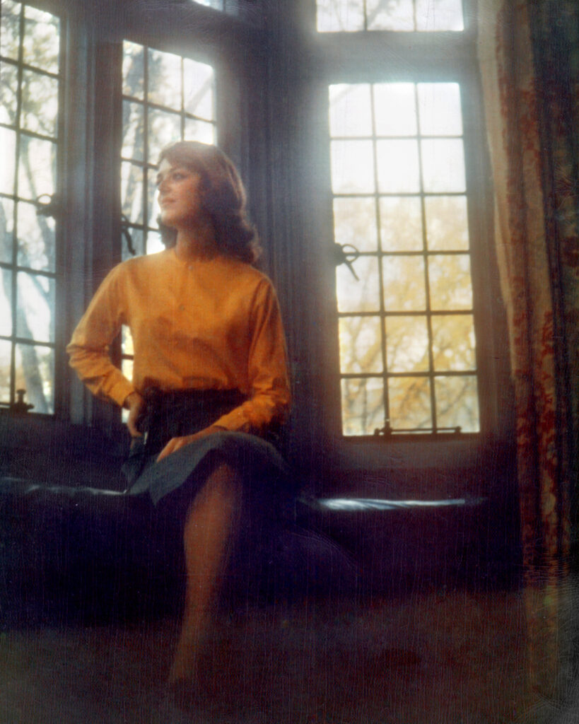 Pat Sutton Lipsky ’63 in the Music Room at Willard Straight Hall in 1961, in a photo taken by her father