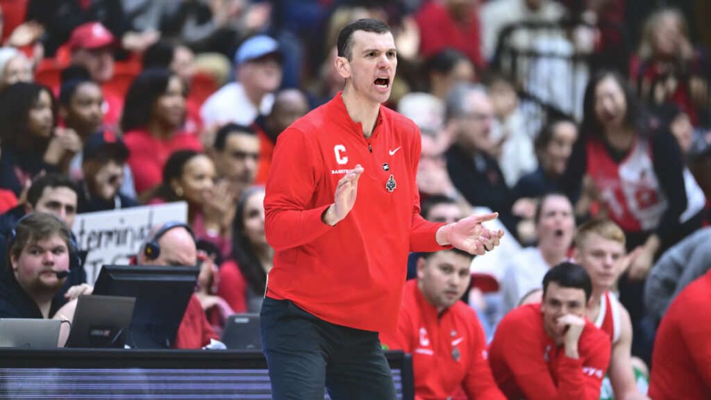 The Cornell men's coach on the sidelines