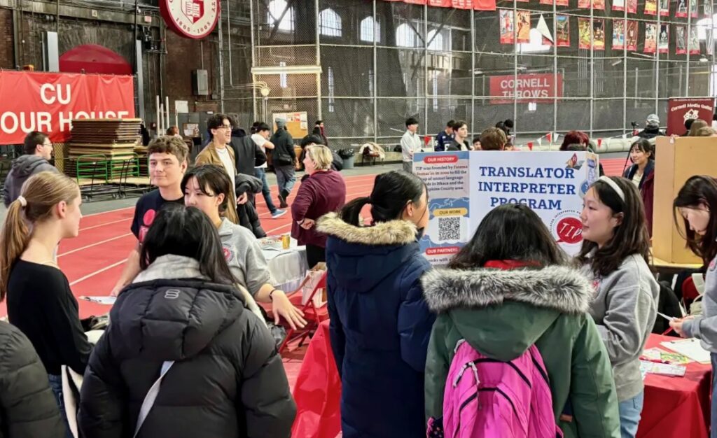 Students in the Translator Interpreter Program talk to students at ClubFest in Barton Hall.