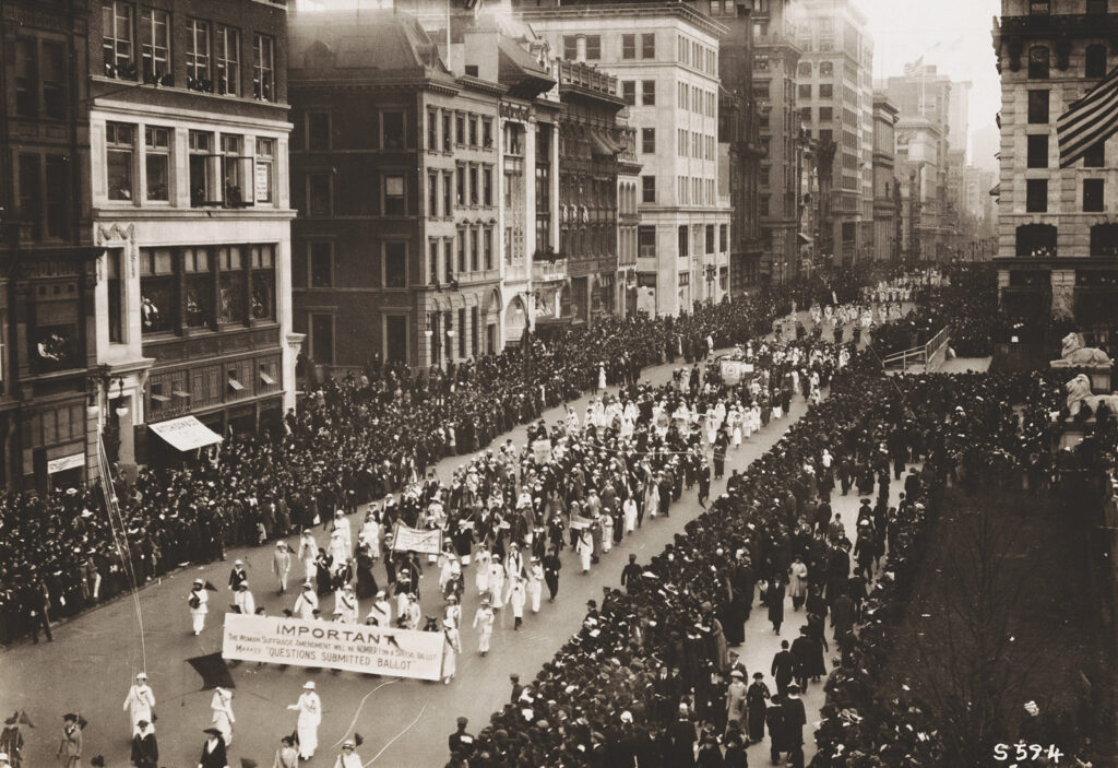 A women's suffrage parade in NYC in 1915
