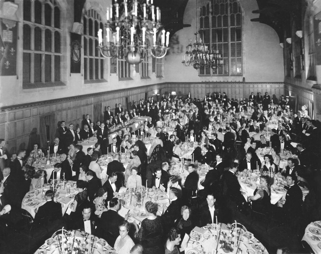 the banquet in the Willard Straight Hall Memorial Room for the 10th Hotel Ezra Cornell in 1935