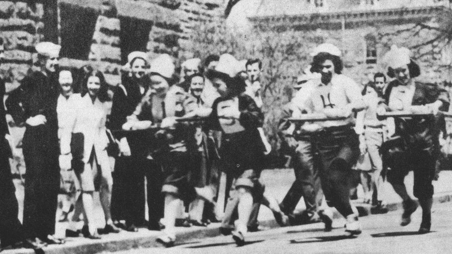 At Hotel Ezra Cornell in 1945, the Waitresses’ Derby, a short-lived alternate to the Waiters’ Derby, was held
