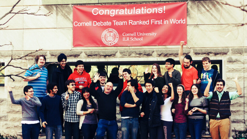 The 2013 Cornell Worlds Debate team celebrating their number one in the world ranking by the International Debate Education Association