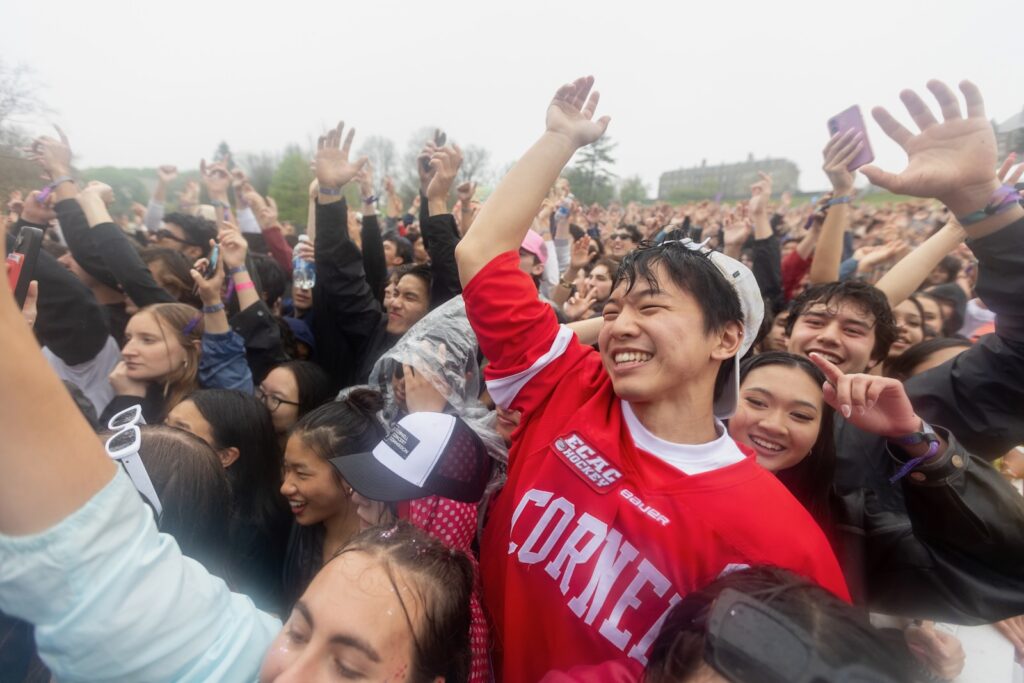 Students dance in the crowd on Slope Day